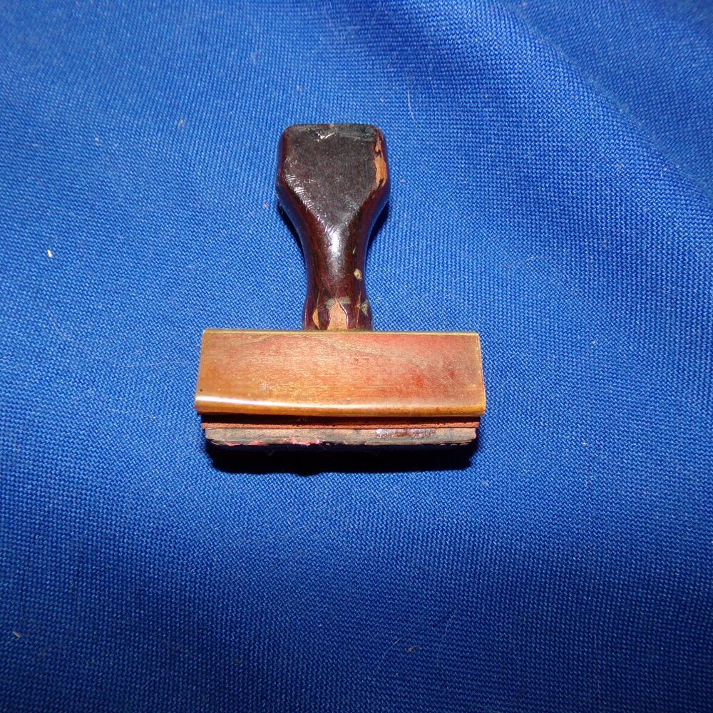 Vintage Collectible Solid Wood Rubber Address Hand Stamp